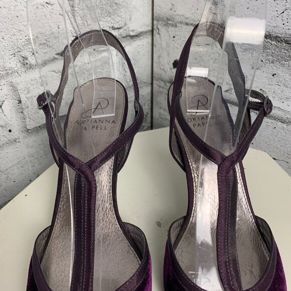 Adrianna Papell Purple Velvet Pointy Toe T-Strap Evening Pumps - Picture 6 of 10